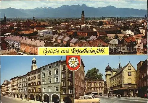 Rosenheim Bayern Stadtbild mit Alpenblick Straassenpartie Kat. Rosenheim