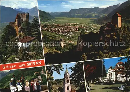 Meran Merano Panorama Burg Alpen Trachten Kirche Kurhaus