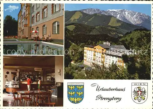 Puchberg Schneeberg Urlauberhaus Strengberg Bar Restaurant Swimming Pool Alpenpanorama Wappen Kat. Puchberg am Schneeberg