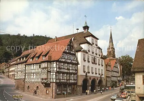 Calw Rathaus Marktplatz Kirche Fachwerkhaeuser Schwarzwald Kat. Calw