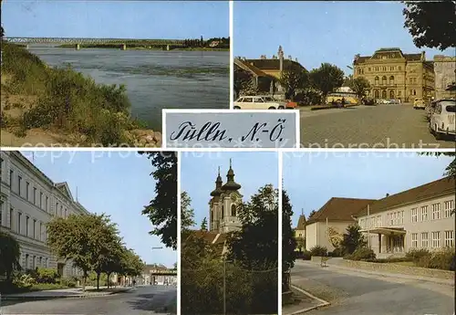 Tulln Donau Uferpartie am Fluss Strassenpartie Gebaeude Kirche Kat. Tulln an der Donau