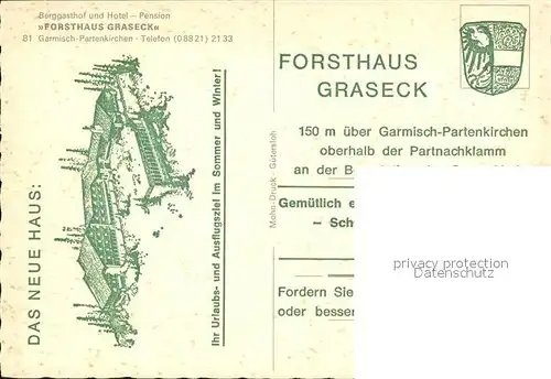 Garmisch Partenkirchen Berggasthof Hotel Pension Forsthaus Graseck Alpenblick Kat. Garmisch Partenkirchen