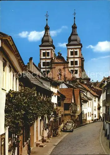 Amorbach Abteigasse mit Blick zur Abteikirche Kat. Amorbach