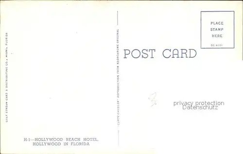 Hollywood Florida Beach Hotel Fliegeraufnahme Kat. Hollywood