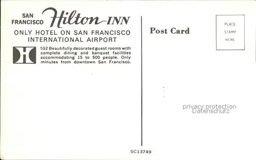 San Francisco California Hilton Inn Kat. San Francisco