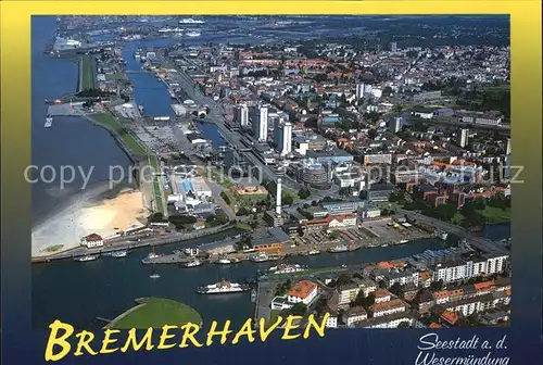 Bremerhaven Fliegeraufnahme Wesermuendung Kat. Bremerhaven