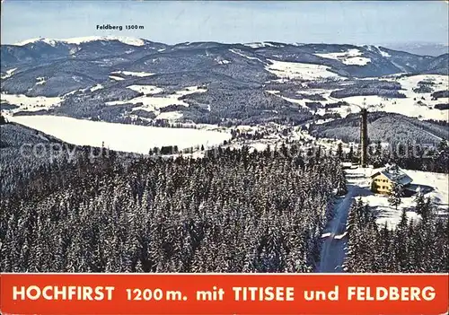 Hochfirst Berg mit Titisee und Feldberg Fliegeraufnahme Kat. Lenzkirch