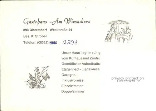 Oberstdorf Haus am Wiesacker Kat. Oberstdorf