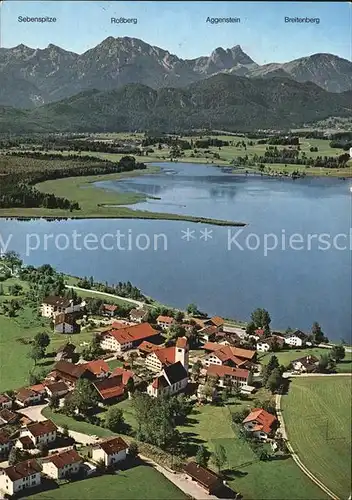 Hopfen See Fliegeraufnahme mit Rossberg Aggenstein und Breitenberg Kat. Fuessen
