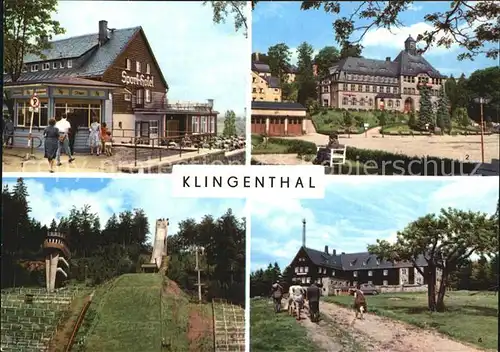 Klingenthal Vogtland HOG Sporthotel Rathaus Gr Aschbergschanze Jugendherberge Klement Gottwald Kat. Klingenthal Sachsen