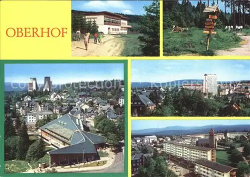 Oberhof Thueringen HOG Schanzenbaude Wegweiser am Rennsteig Interhotel Panorama FDGB Erholungsheim Rennsteig Kat. Oberhof Thueringen