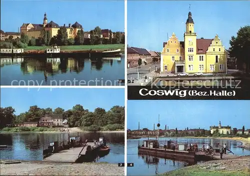 Coswig Sachsen Schloss Elbfaehre Rathaus Elbepartie Kat. Coswig