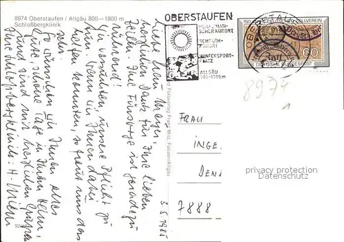 Oberstaufen Schlossbergklinik Fliegeraufnahme Kat. Oberstaufen