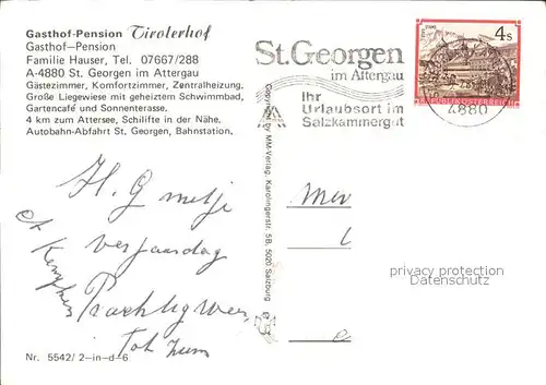 St Georgen Attergau Tirolerhof Gasthof Pension Schwimmbad Gastraum Treppenaufgang Kat. Voecklabruck