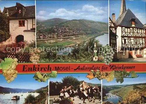 Enkirch Mosel Panorama Fachwerkhaus Moselpartie Trachtengruppe Kat. Enkirch