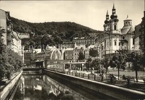 Karlovy Vary Tepla Fluss mit Sprudel Kat. Karlovy Vary Karlsbad