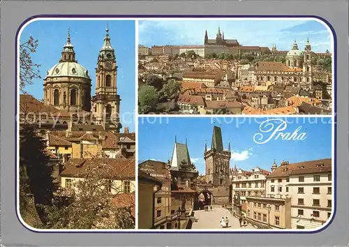 Praha Prahy Prague Chram sv Mikulase Panorama Prazskeho hradu s Malou Stranou Karluv most s Malostranskymi mosteckymi vezemi Kat. Praha