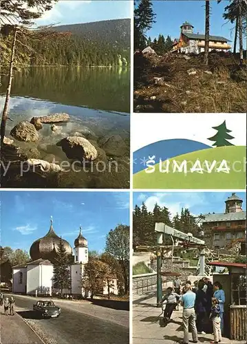 Sumava Boehmerwald Cerne jezero Chata na Panciri Zelezna Ruda Pancir stanice lanovky Kat. Tschechische Republik