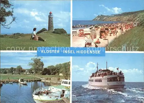 Kloster Hiddensee Leuchtturm Strand Am Hafen Ausflugsdampfer Kat. Insel Hiddensee