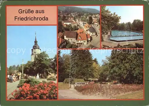 Friedrichroda Teilansicht Blick vom Kirchturm Waldbad Platz der Opfer des Faschismus Kat. Friedrichroda