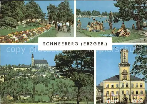 Schneeberg Erzgebirge Promenade Filzteich Kirche Rathaus Kat. Schneeberg