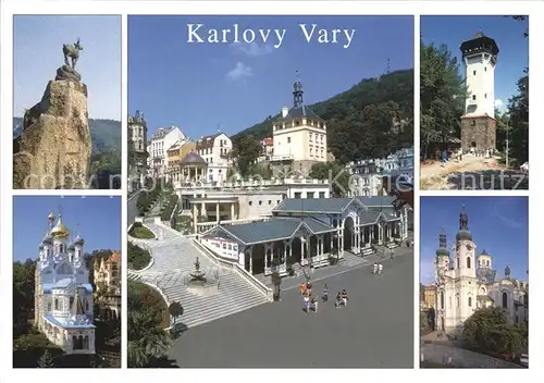 Karlovy Vary Hirschsprung Marktkolonnade Russische Kirche Turm Kat. Karlovy Vary Karlsbad