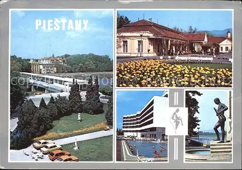 Piestany Kolonady most Napoleonske kupele Liecebny dom Balnea Esplanade Socha barlolamaca Kat. Piestany