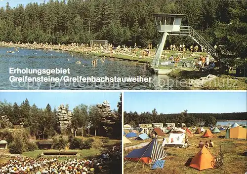 Ehrenfriedersdorf Erzgebirge Erholungsgebiet Greifensteine Greifenbachstauweiher Rettungsturm Naturtheater Campingplatz Kat. Ehrenfriedersdorf
