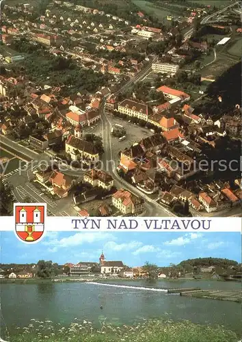 Tyn nad Vitavou Tein Fliegeraufnahme Partie am Fluss Kat. Tschechische Republik