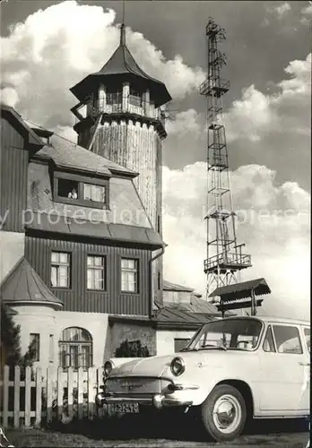 Krusne Hory Aussichtsturm Berghotel Klinovec Gipfel Kat. Tschechische Republik