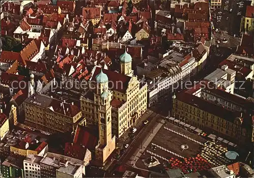 Augsburg Rathaus Perlachturm Fliegeraufnahme Kat. Augsburg