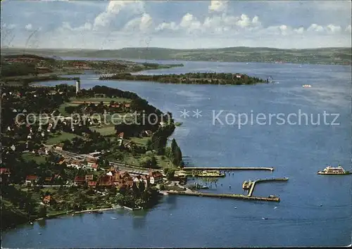 Staad Konstanz Faehrehafen Insel Mainau Bodensee Fliegeraufnahme Kat. Konstanz