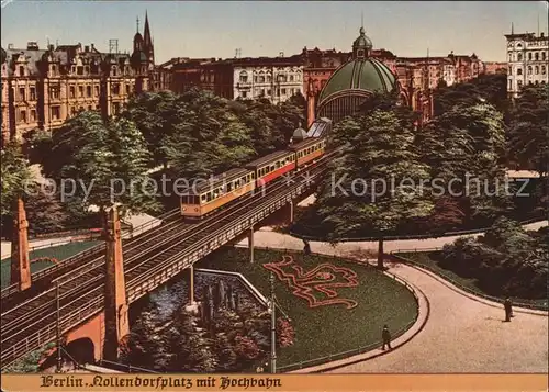 Alt Berlin Nollendorfplatz mit Hochbahn Kunstkarte nach handkoloriertem Kuenstlerbild Kat. Berlin
