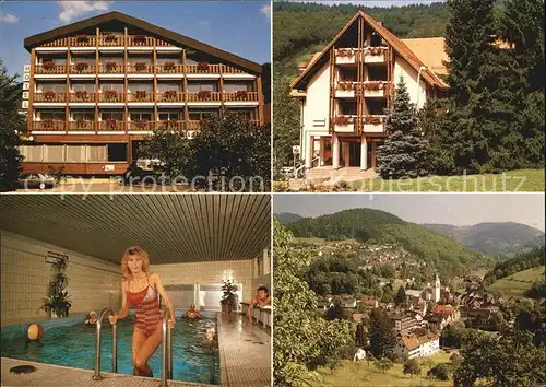 Ottenhoefen Schwarzwald Hotel Restaurant Pflug Hallenbad Ortsansicht mit Kirche Kat. Ottenhoefen im Schwarzwald