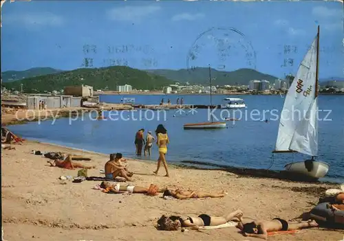 San Antonio Abad Un rincon de la playa Strand Segelboot Kat. Ibiza Spanien