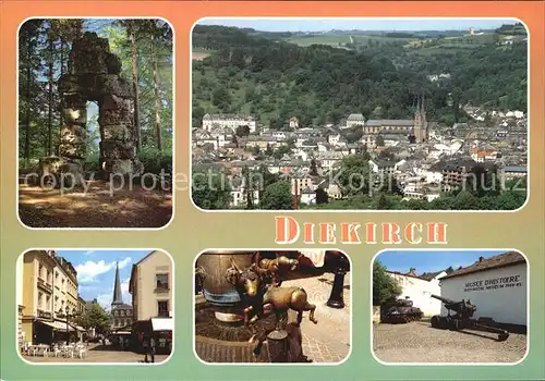 Diekirch Le Deiwelselter Panorama Zone pietonne Fontaine aux Anes Musee historique Kat. Diekirch