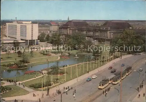 Leipzig Hauptbahnhof Hotel Stadt Leipzig Teich Strassenbahn Messestadt Kat. Leipzig