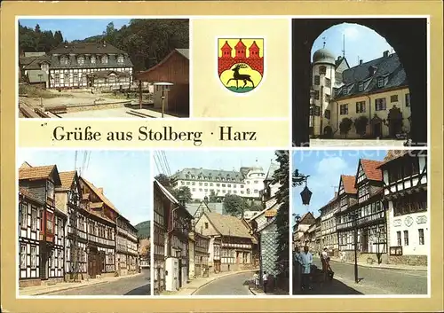 Stolberg Harz Gaststaette Schlosshof Thomas Muentzer Gasse Schloss FDGB Erholungsheim Apotheke Fachwerkhaeuser Kat. Stolberg Harz