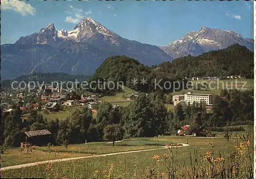 Berchtesgaden Panorama mit Watzmann und Hochkalter Berchtesgadener Alpen Kat. Berchtesgaden