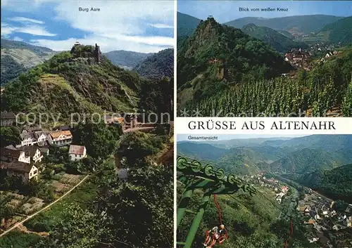 Altenahr Burg Aare Panorama Blick vom weissen Kreuz Sessellift Ahrtal Kat. Altenahr