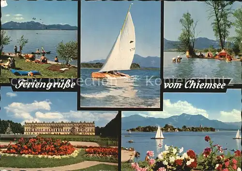 Chiemsee Strandbad Segeln Zeltplatz Schloss Herrenchiemsee Frauenchiemsee Kat. Chiemsee