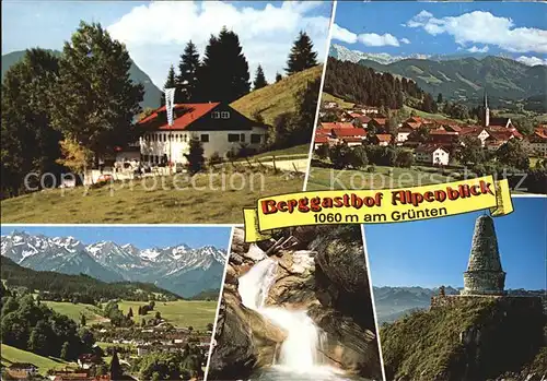 Burgberg Allgaeu Berggasthof Alpenblick am Gruenten Ortsansicht Wasserfall Denkmal Alpenpanorama Kat. Burgberg i.Allgaeu