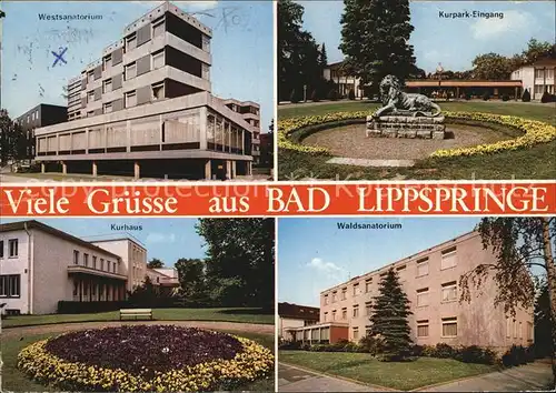 Bad Lippspringe Sanatorium Kurpark Loewenskulptur Kurhaus Kat. Bad Lippspringe
