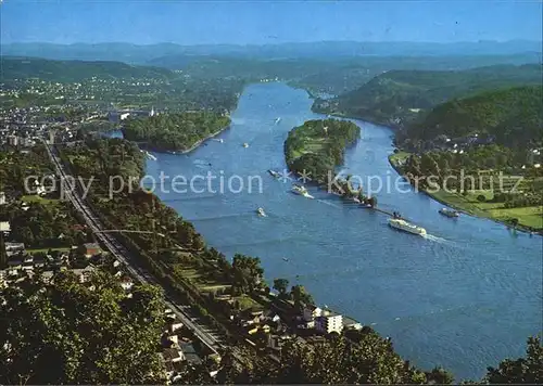 Koenigswinter Blick vom Drachenfels auf Insel Grafenwerth Rhein Insel Nonnenwerth Kat. Koenigswinter