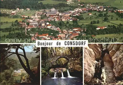 Consdorf Burgkapp Schiessentuempel Wasserfall Kohlscheuer Felsenhoehle Kat. Luxemburg