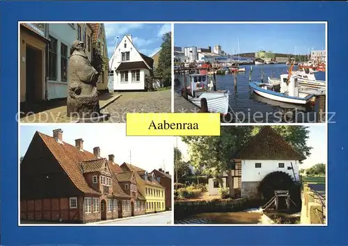 Aabenraa Apenrade Denkmal Statue Hafen Haeuserpartie Wasserrad Kat. Aabenraa