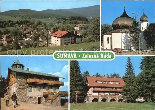 Zelezna Ruda Markt Eisenstein Teilansichten Barock Kirche Hotel Barock Kirche Nationalpark Sumava Kat. Zelezna Ruda