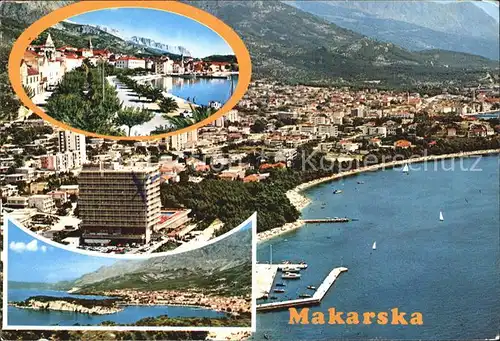 Makarska Dalmatien Uferpromenade Panorama Kueste Hafen Fliegeraufnahme Kat. Kroatien