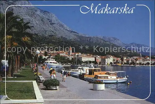 Makarska Dalmatien Uferpromenade Hafen Palmen Gebirge Kat. Kroatien