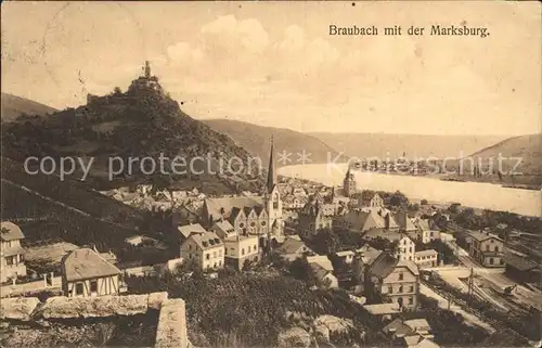 Braubach Rhein mit Marksburg Kat. Braubach